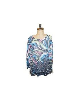 Jess & Jane Size L Large Artsy 3/4 Sleeve Top NWT